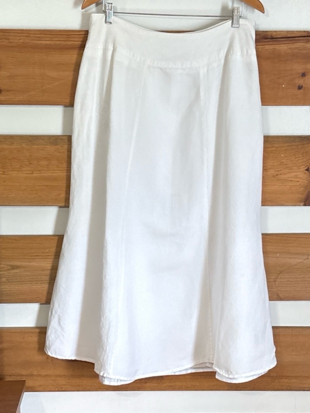 Ashley Stewart Long White Linen Blend Maxi Skirt Comfy Preppy Women's Size 1X